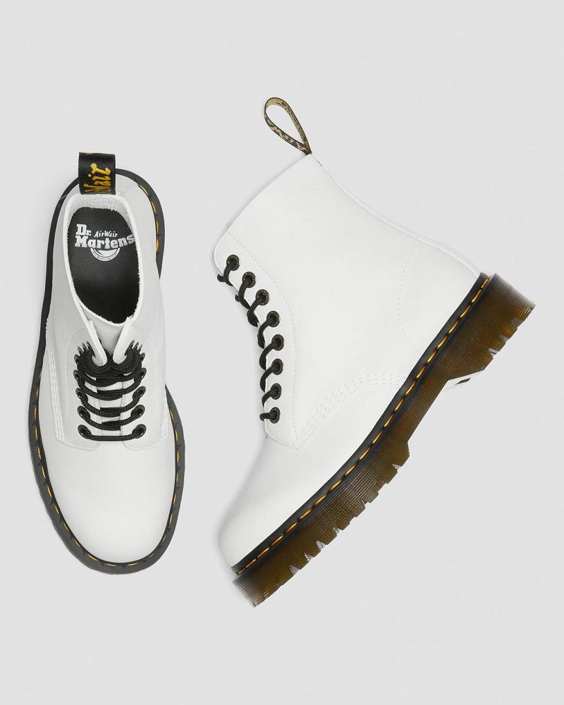 White Men's Dr Martens 1460 Pascal Bex Pisa Leather Lace Up Boots | CA 526UZG